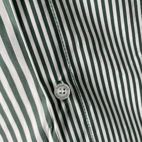 NEW CHAMPLAIN Men’s Long Sleeve Stripe Button-Down Shirt Green/White Size L - Picture 5 of 9